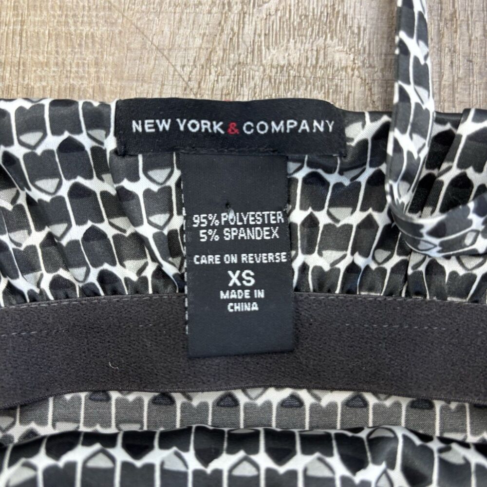 Vtg Y2K Geometric Black Gray Womens Tank XS Going Out Top Silky Layering Piece - Picture 3 of 11
